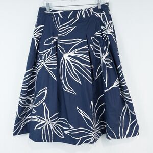 Talbots RSVP Floral Pleated Full Skirt Womens 8 Blue Silver Midi Lined Chic
